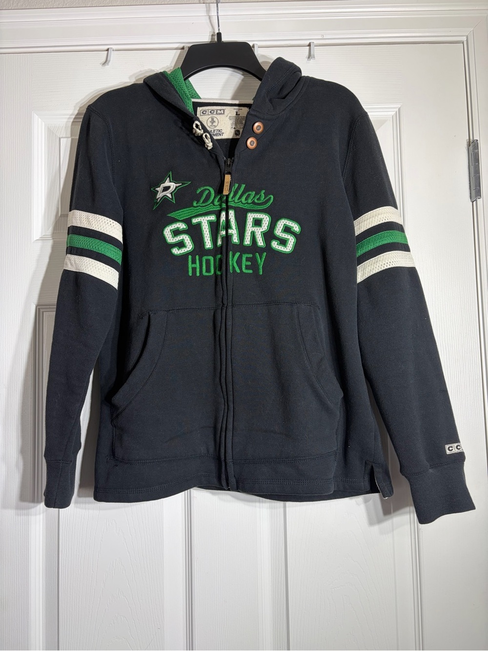 CCM Dallas Stars Black Zip Hoodie Jacket Womens Large